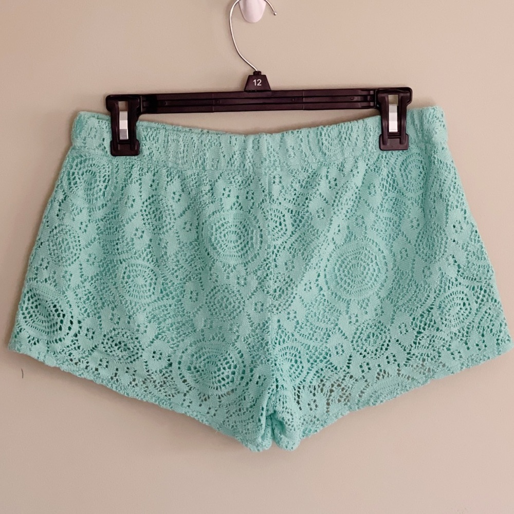 Aerie Teal Crochet Shorts Size Small - Picture 5 of 9